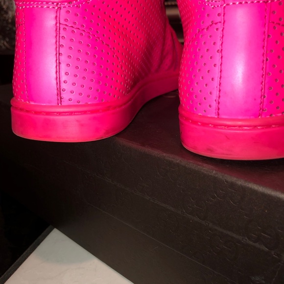 GUCCI - Neon Pink High Top sneakers - Size 6 - Picture 4 of 8